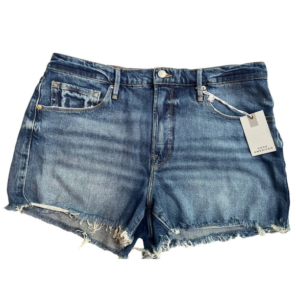 Good American GOOD '90S SHORT | Sz 15 = 34 | Cut-off Jean Shorts Indigo156 | NWT - Picture 5 of 10